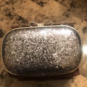 NWT silver glitter clutch- We will dance again!